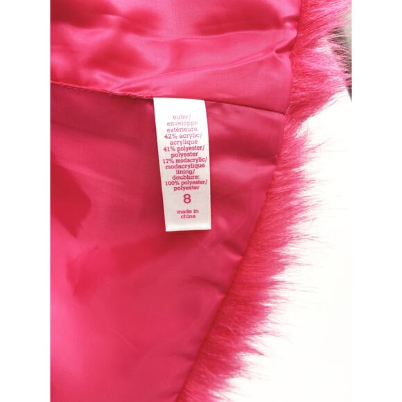Girls Barbie Core Justice Bright Pink Faux Fur Vest Size 8 - Picture 3 of 6